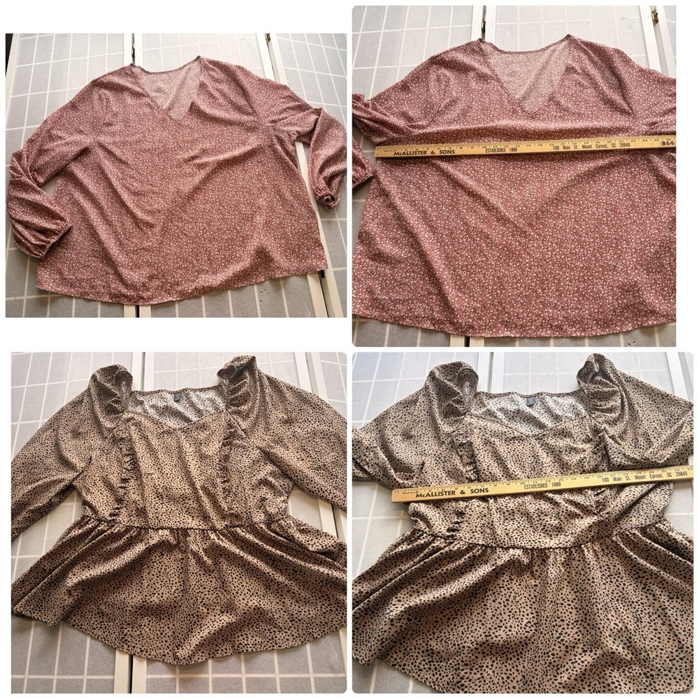 Bundle Of 2 Sz 4xl Cute Tops Blouses Pink & Leopard‎